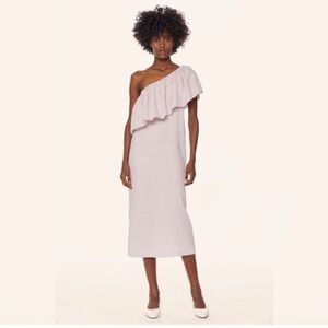 Mara Hoffman Organic Linen One Shoulder Ruffle Midi Dress Lavender Lilac Purple